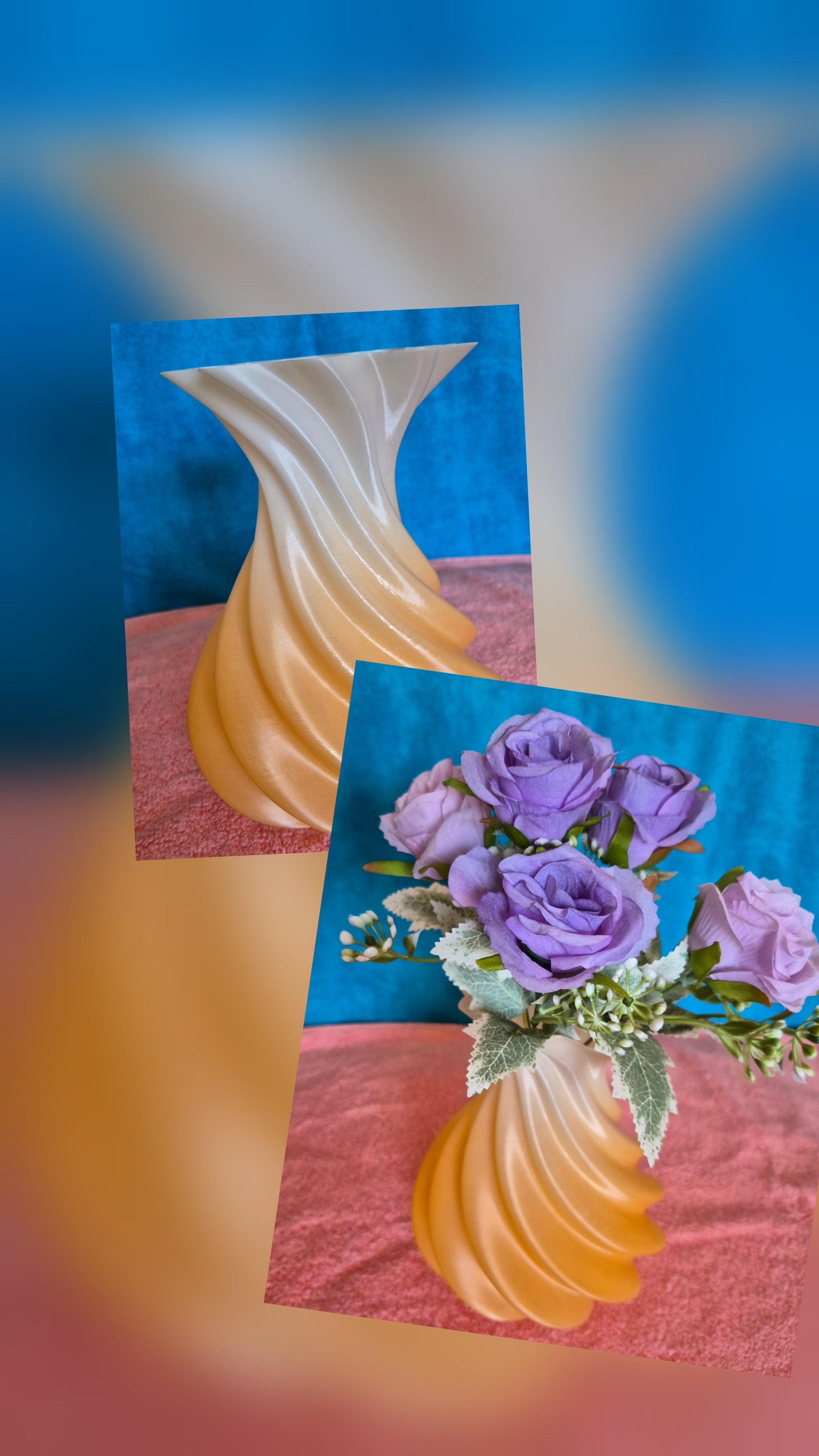 Apricot and cream vase, flowers not included