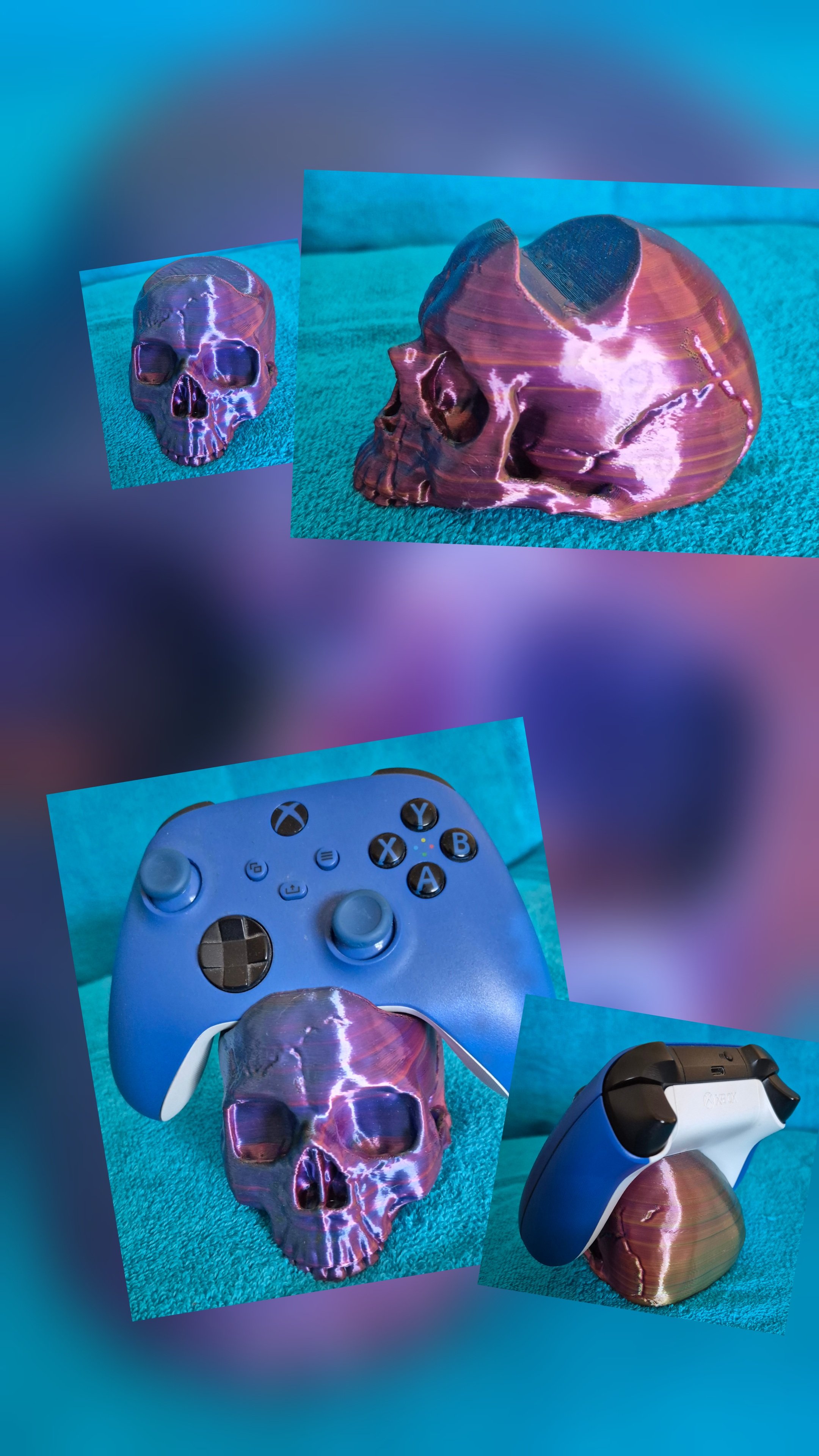 Purple silk skull Xbox controller holder