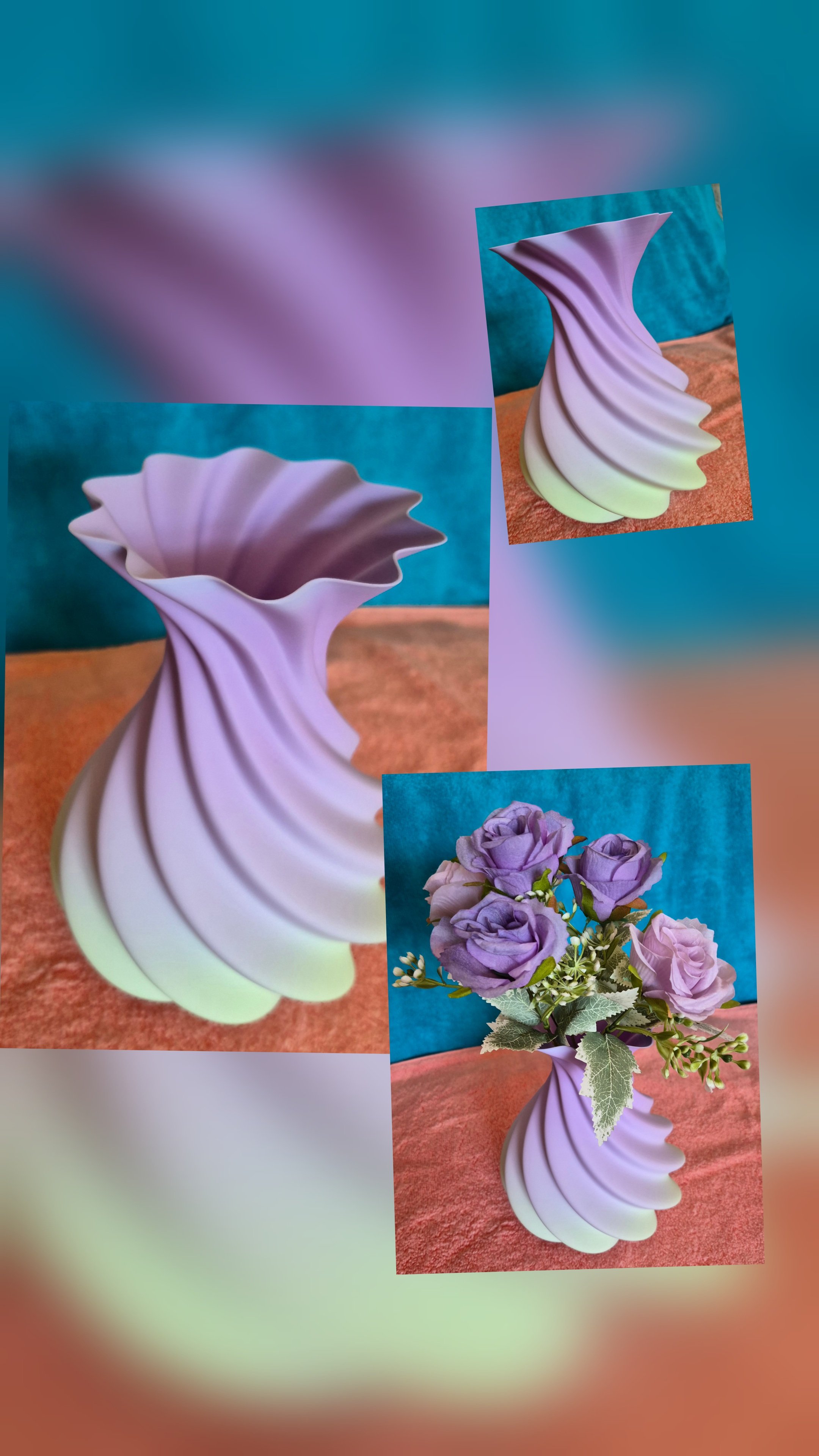 Green and lilac vase, flowers not included