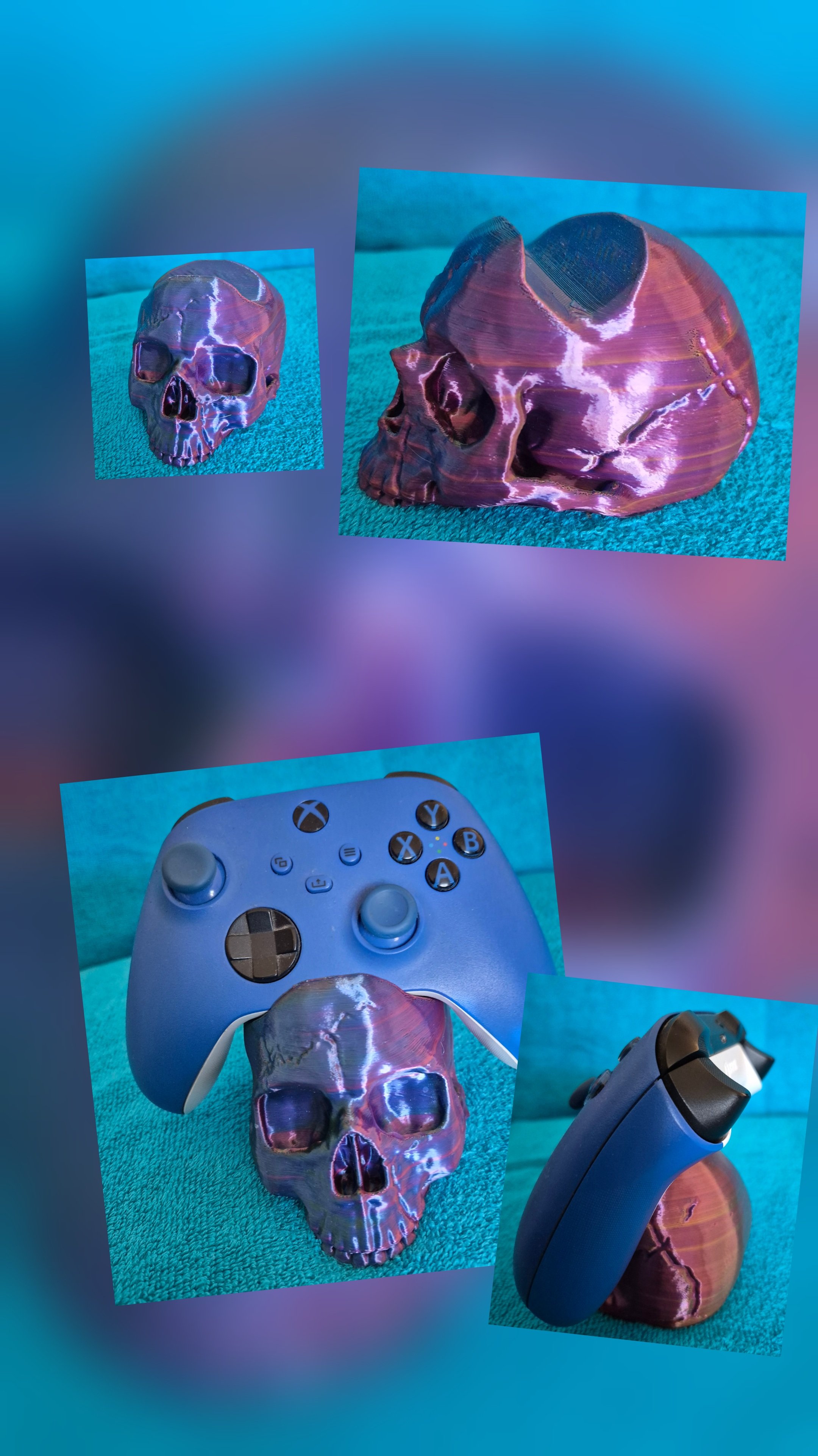 Purple silk skull Xbox controller holder