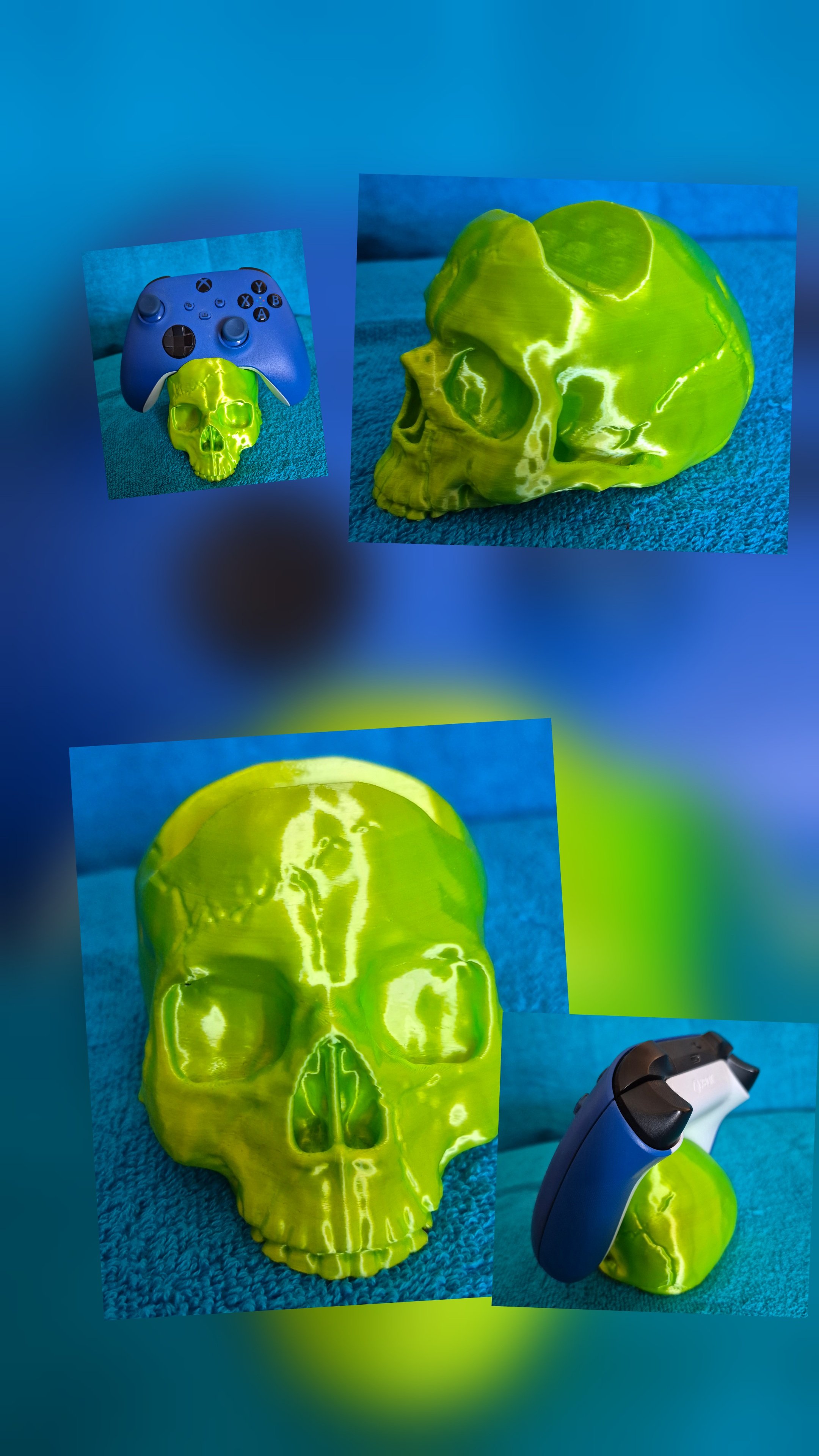 Green silk skull Xbox controller holder